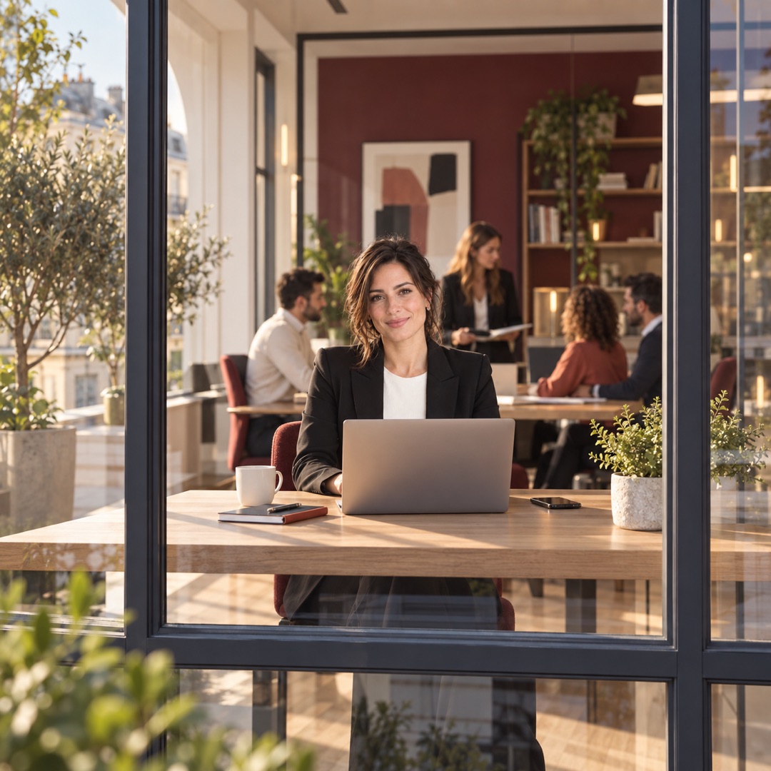 L’employée digitale MAY travaille avec l’équipe pendant la journée